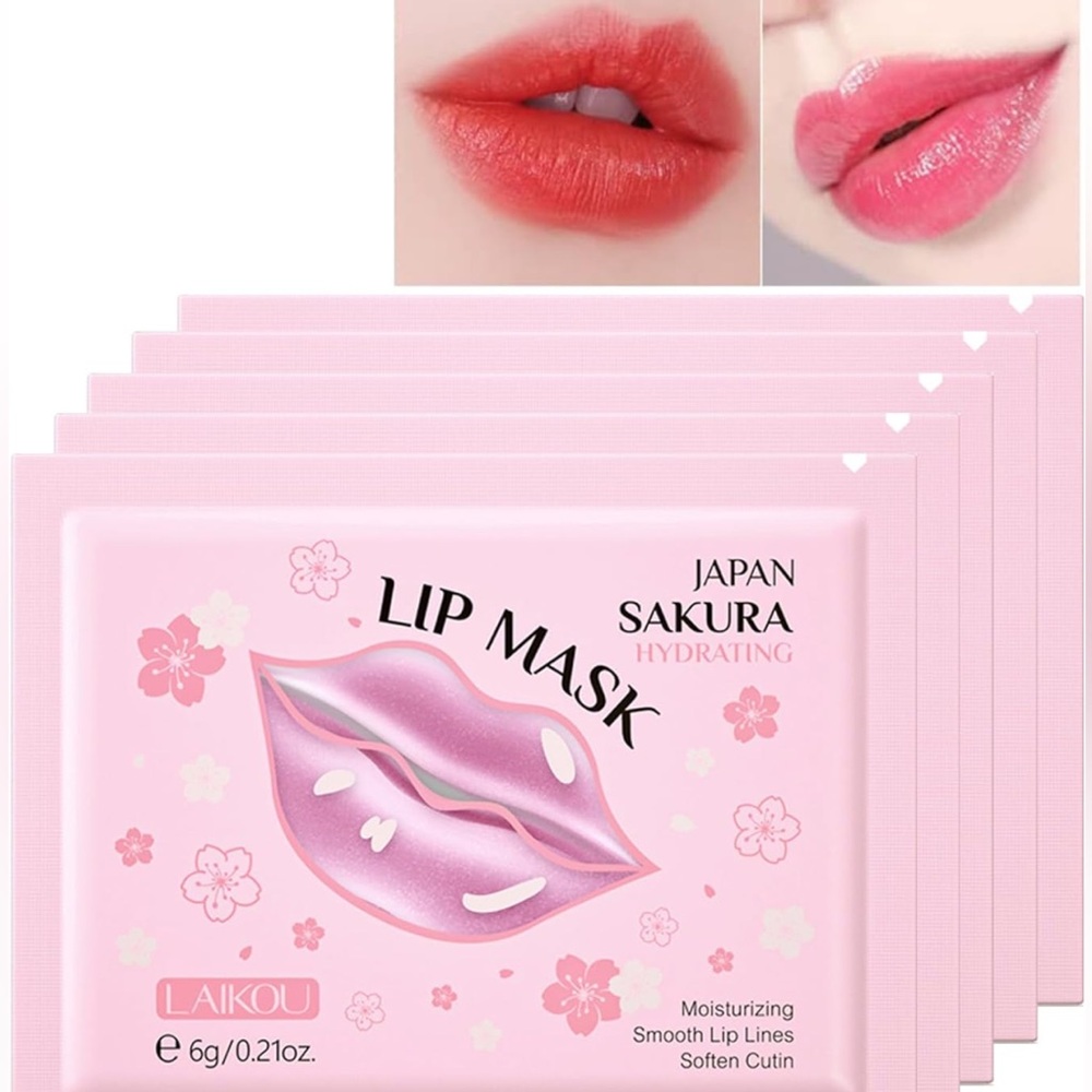 Sakura 10 Pieces Hydrating Lip Mask, Lip Sleep Mask Collagen For Moisturizing